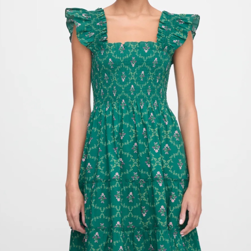 Hill House Ellie Nap Dress in Emerald Trellis